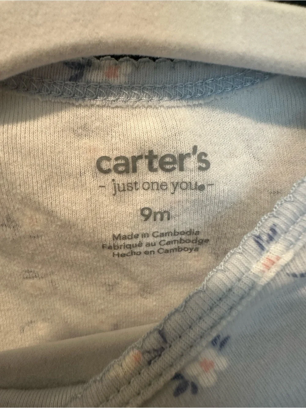 Carter's drop! Light Blue Floral Baby Bodysuit, striped 2 piece and denim onesie